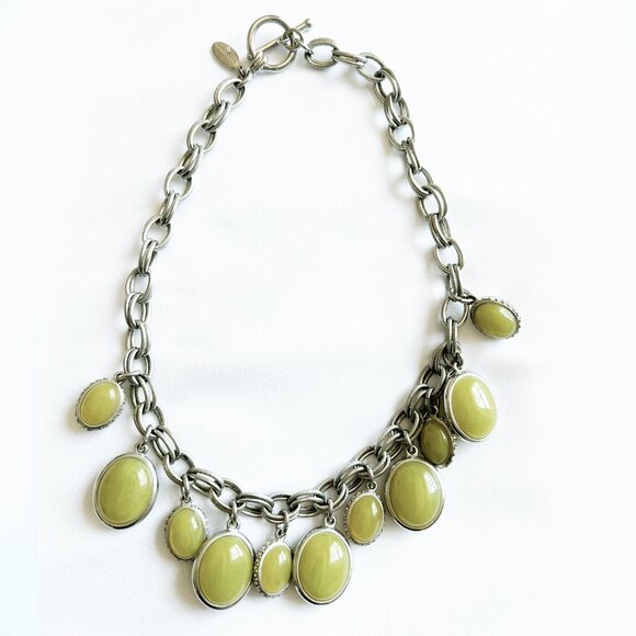 Ann Taylor Necklace - Silver and Light Olive Green - Picture 1 of 2